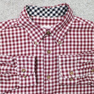 Brooks Brothers Shirt Mens Medium Red/White Original Polo 100% Cotton L/S Button